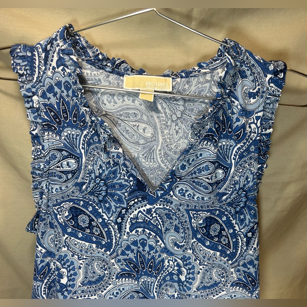 Michael Kors Dress Blue and White Paisley sleeveless